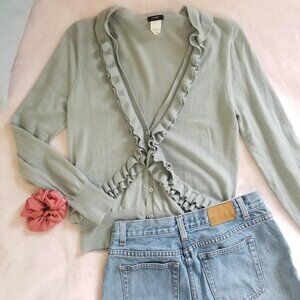 J. CREW WOOL CARDIGAN SOFT SAGE GREEN